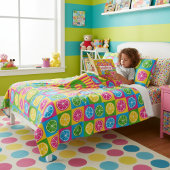 Bold S Initial Citrus Squares Vibrant Fleece Deken