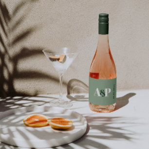 Bold Sage Groen & Wit Typografie Koppels Douche Sparkling Wijnetiket