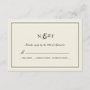 Bold Sandstone Gekleurde Huwelijksreactie RSVP Kaartje