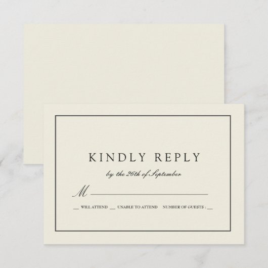 Bold Sandstone Gekleurde Huwelijksreactie RSVP Kaartje (Voorkant / Achterkant)