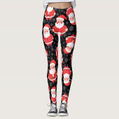 Bold Santa Claus Black Novelty Party Leggings (Voorkant)