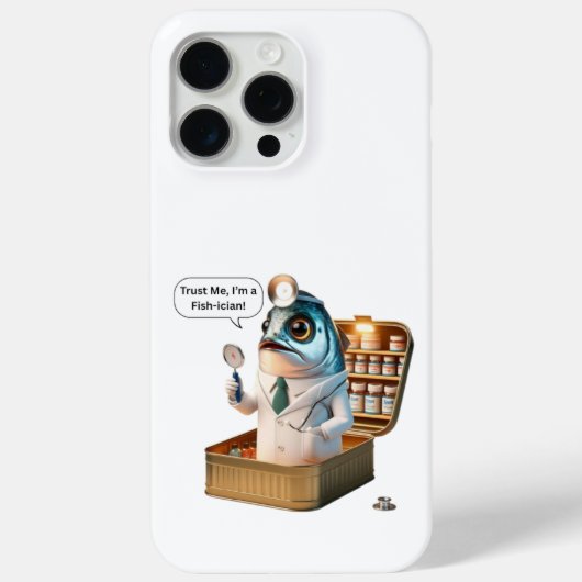 Bold Sardine Doctor Fish-ician Cartoon Pun Quote Case-Mate iPhone Case (Achterkant)