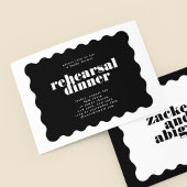 Bold Scalloped Border Zwart Wit Repetitie Diner Kaart