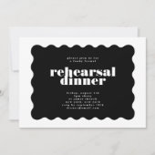 Bold Scalloped Border Zwart Wit Repetitie Diner Kaart (Voorkant)