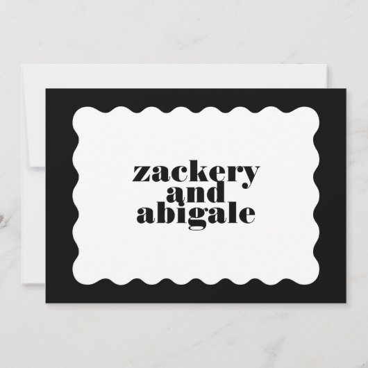 Bold Scalloped Border Zwart Wit Repetitie Diner Kaart (Achterkant)