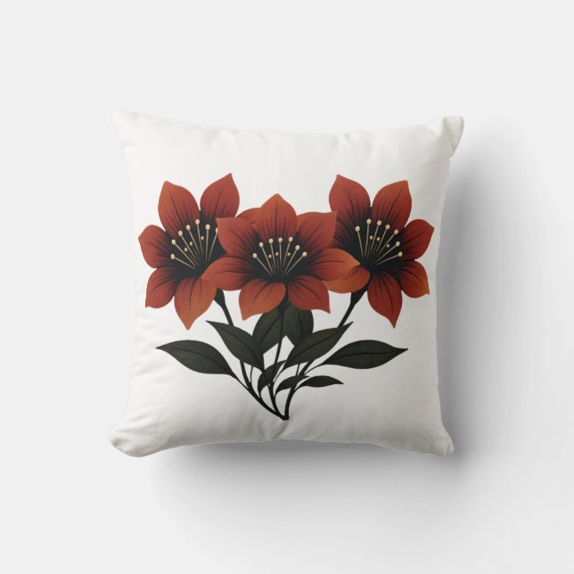 Bold Scarlet Blooms Kussen (Voorkant)