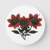 Bold Scarlet Blooms Ronde Klok (Voorkant)