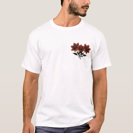 Bold Scarlet Blooms T-shirt (Voorkant)