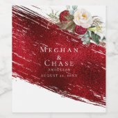 Bold Scarlet Red Brush Stroke Crimson Floral Wijn Etiket (Enkel label)