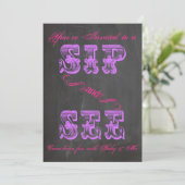 BOLD schoolbord Sip & See Baby shower Girl 2 Invit Kaart (Staand voorkant)