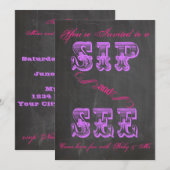 BOLD schoolbord Sip & See Baby shower Girl 2 Invit Kaart (Voorkant / Achterkant)