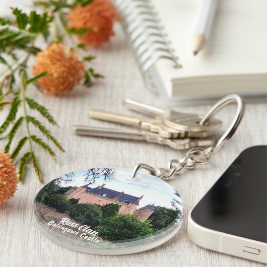 Bold Scottish Ross Clan's Balnagown Castle Sleutelhanger (Voorkant Rechts)