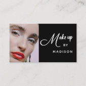 Bold Script Black and White Photo Makeup Visitekaartje (Voorkant)