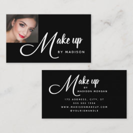 Bold Script Black and White Photo Makeup Visitekaartje