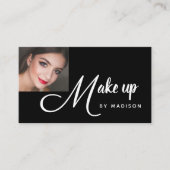 Bold Script Black and White Photo Makeup Visitekaartje (Voorkant)