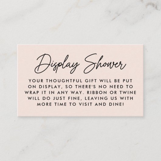 Bold Script Blush Baby Shower Display Shower Informatiekaartje (Voorkant)