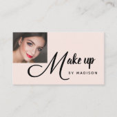 Bold Script Blush Pink Photo Makeup Business Card Visitekaartje (Voorkant)