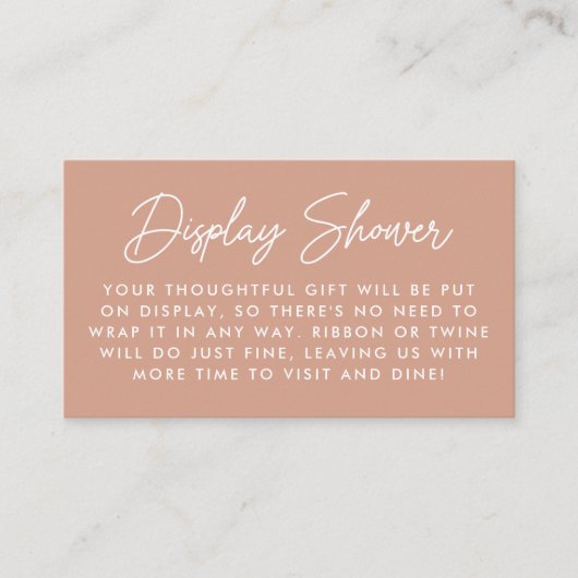 Bold Script Blush Terracotta Display Shower Informatiekaartje (Voorkant)