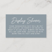 Bold Script Dusty Blue Baby Shower Display Shower Informatiekaartje (Voorkant)