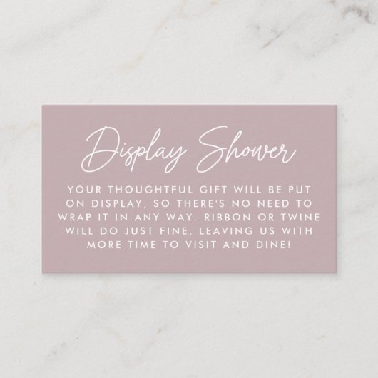Bold Script Dusty Purple Display Shower Informatiekaartje (Voorkant)
