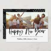 Bold Script Gelukkig Nieuwjaar Multi Photo Nieuw J Feestdagenkaart (Voorkant / Achterkant)