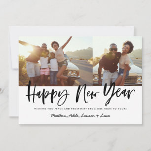 Bold Script Gelukkig Nieuwjaar Multi Photo Nieuw J Feestdagenkaart