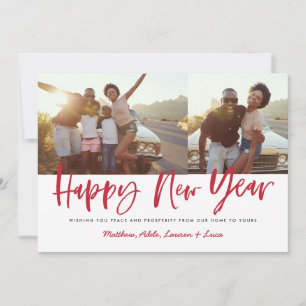 Bold Script Gelukkig Nieuwjaar Multi Photo Nieuw J Feestdagenkaart