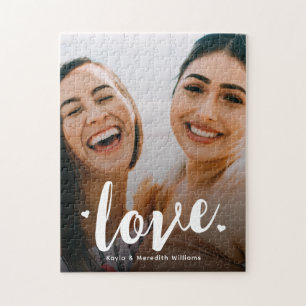 Bold Script Love Sisters BFF Family Foto Legpuzzel