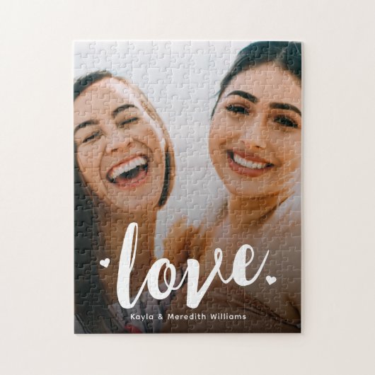 Bold Script Love Sisters BFF Family Foto Legpuzzel (Verticaal)