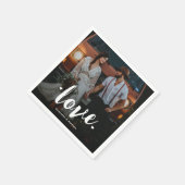 Bold Script Love Verloving Foto Servet (Hoek)