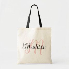 Bold Script Monogram Letter Moderne Bridal Gift Tote Bag