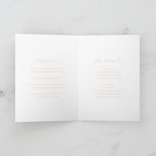 Bold Script Peach Elegant Wedding (Binnen)