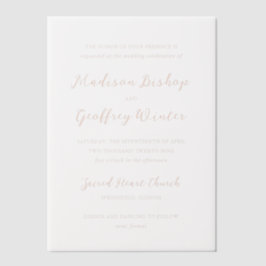 Bold Script Peach Elegant Wedding Vellum Uitnodigingen
