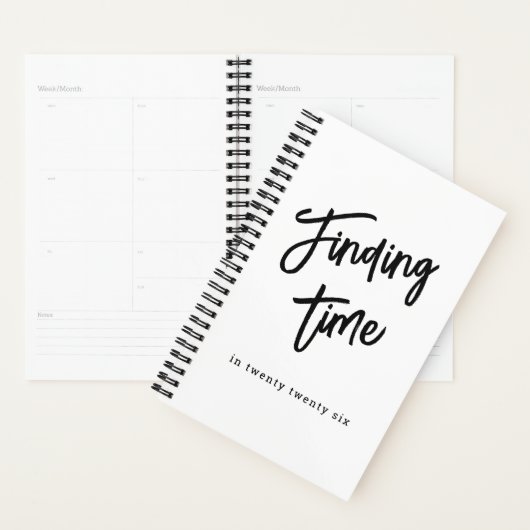 Bold Script Personalized Name Black & White  Planner (Display)