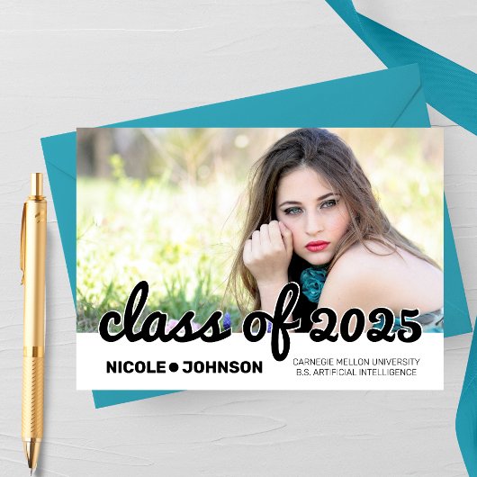 Bold Script Photo Afstuderen Aankondiging
