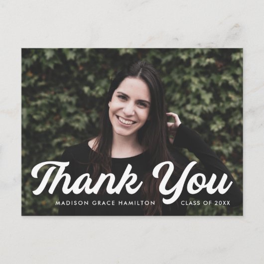 Bold Script Photo Afstuderen - Hartelijk dank Briefkaart (Voorkant)
