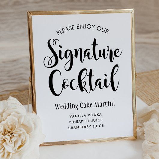 Bold Script Signature Cocktail Bruiloft Poster