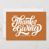 Bold Script Sinaasappel Happy Thanksgiving Feestdagenkaart (Voorkant)