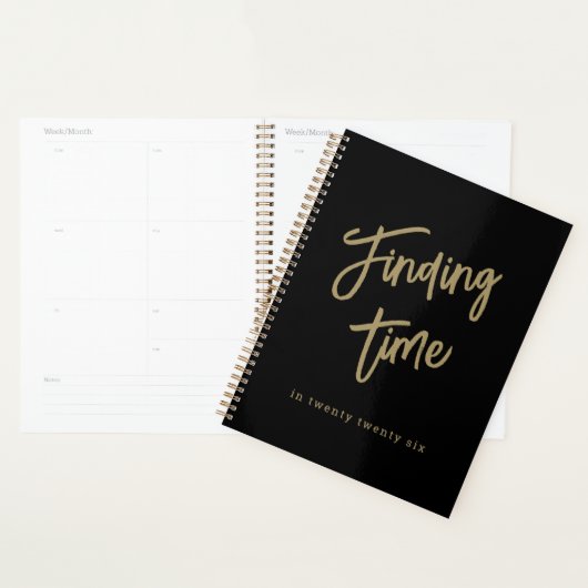 Bold Script Typography Black & Gold Planner (Display)
