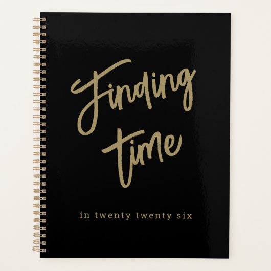 Bold Script Typography Black & Gold Planner (Voorkant)