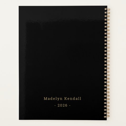 Bold Script Typography Black & Gold Planner (Achterkant)