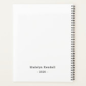Bold Script Typography Black & White Custom Name Planner (Achterkant)