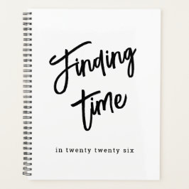 Bold Script Typography Black & White Custom Name Planner