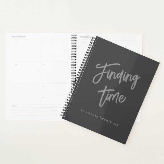 Bold Script Typography Gray Custom Planner (Display)