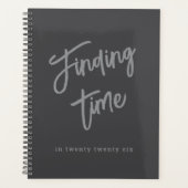 Bold Script Typography Gray Custom Planner (Voorkant)