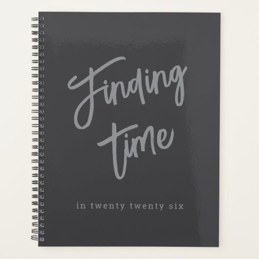 Bold Script Typography Gray Custom Planner (Voorkant)