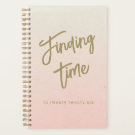 Bold Script Typography Pink & Gold Personalized Planner