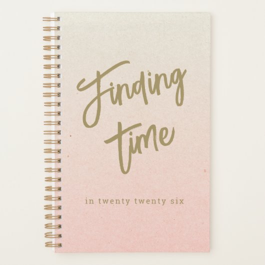 Bold Script Typography Pink & Gold Personalized Planner (Voorkant)