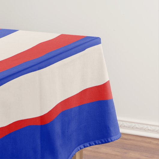 Bold Serrate Stripe Patroon Bright Blue Red Cream Tafelkleed (Voorbeeld)
