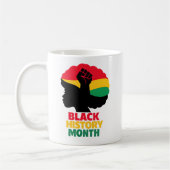 Bold Silhouette Afro Woman Raised Fist Koffiemok (Links)